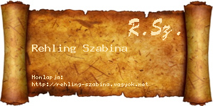 Rehling Szabina névjegykártya